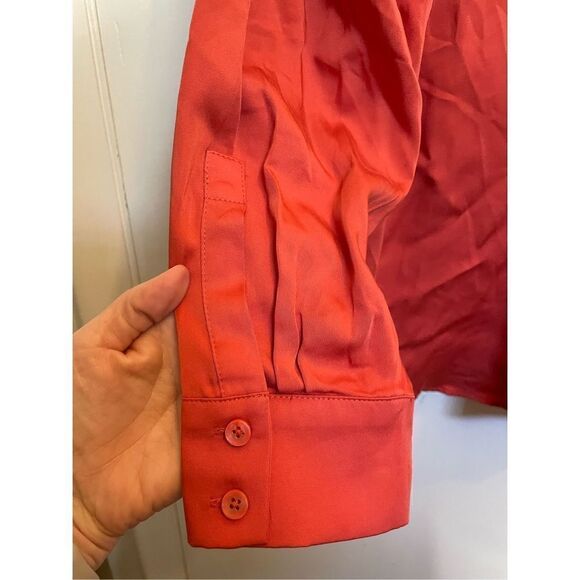 Chicos SANDWASH SATIN SHIRT LS Fashion Top ORANGE SPICE NWT size 12/14. - Picture 9 of 10
